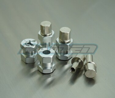 Raidenracing Aluminum Alloy 12mm X 15mm Widen Wheel Hub Hex Drive Adaptor for RC Crawler SCX10 F350 Wraith Silver