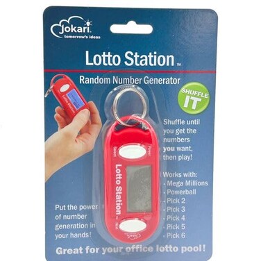 Jokari Pocket-Sized Lottery Number Wizard. Electronic On-The-Go Powerball, Mega Millions, Pick 2, 3, 4, or 5, Match 6 Battery Operated Lucky Number Generator Keychain for Any Lotto Number Picking Game