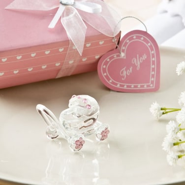 Fashioncraft Crystal Baby Carriage with Pink Accents