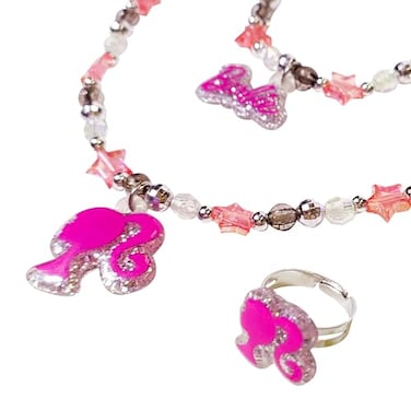 LUV HER Girls Jewelry Set - Dress up 3 Piece Toy Jewelry Box Set with Bead Necklace, Bracelet and Ring - Play Accessories - Ages 3+, No Gemstone