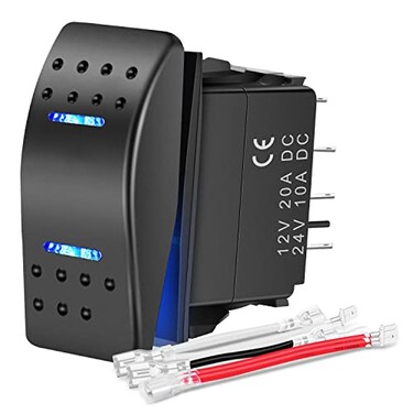 Nilight Waterproof Rocker Switch Toggle ON Off ON Switch DPDT 7Pin 12V 24V Switch Jumper Wires Winch Pump Switch for Cars Trucks Caravans Boats RV SUV ATV UTV