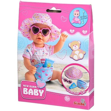 New Born Baby Dolls Summer Set Sun Hat Glasses and Cream Tube with Cool Bum Bag