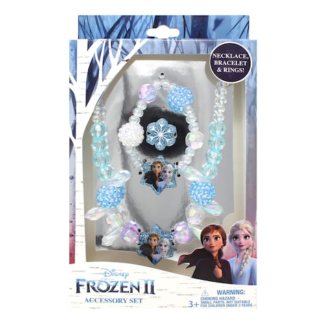 LUV HER Girls Jewelry Set - Dress Up 3 Piece Toy Jewelry Box Set with Bead Necklace, Bracelet, and Ring - Frozen Play Accessories - Ages 3+