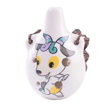 Chinese Flute Xun Cartoon Sheep Mascot Ceramic Pattern Ocarina Ancient Wind Instrument Desktop Ornaments for Children Kids Beginners