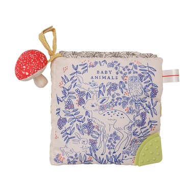 Manhattan Toy Deer One Soft Activity Crinkle Book &amp; Fold Out Pat Mat for Baby, Toddler with Squeaker, Discovery Mirror and Teether