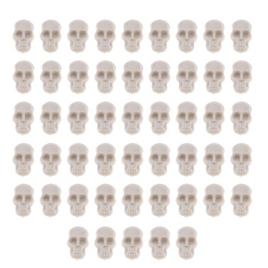 PRETYZOOM Mini Plastic Skull Heads Realistic Skeleton Head Skull Model Desktop Ornament for DIY Halloween Crafts Bar Home Trick Toy Favors 50pcs