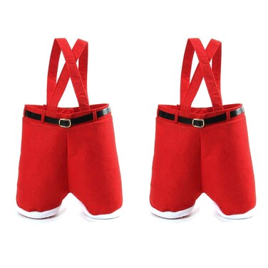 MSQ 2PCS Christmas Decorations Gift Bags Candy Bags Santa Pants Style Lovely Treat Bags for Wedding Holiday New Year Gift