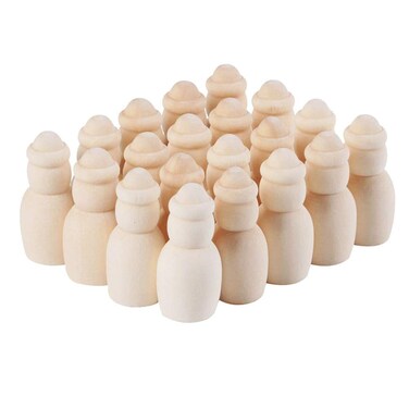 PRETYZOOM 20pcs Peg Wood Doll Bodies Wedding Topper Dolls for Men Wooden People Figures Craft for Kids Natural Wood Slices Cake Toppers Painted Child Hair Accessories