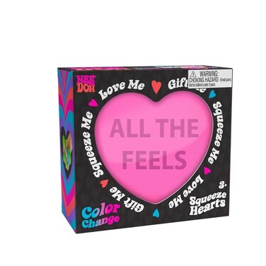 Schylling NeeDoh Color Change Squeeze Heart - Sensory Squeeze Toy - Satisfying Dough Filling - 2.5" Wide - Color May Vary (Pack of 1)