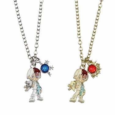 Seven Times Six My Hero Academia Shoto Todoroki Fire and Ice Best Friend Necklace 2 Piece Set