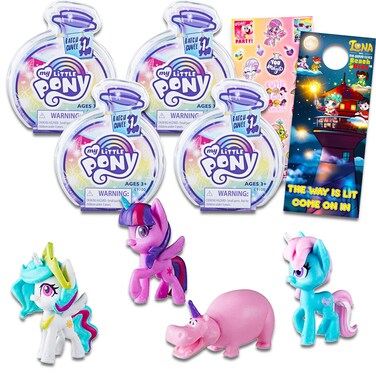 My Little Pony Party Favors for Girls - Bundle with 4 My Little Pony Water Reveal Toy Blind Bags Plus Stickers, More   My Little Pony Mystery Figures for Kids