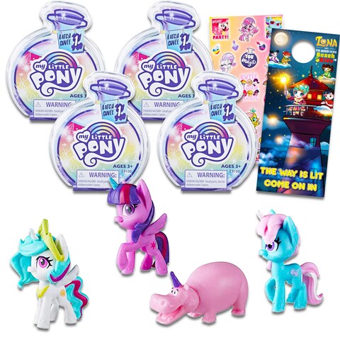 My Little Pony Party Favors for Girls - Bundle with 4 My Little Pony Water Reveal Toy Blind Bags Plus Stickers, More   My Little Pony Mystery Figures for Kids