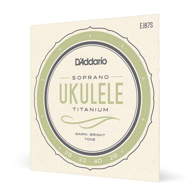 D'Addario Soprano Ukulele Strings, Titanium, EJ87S, 4-String Set, Pack of 1