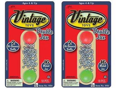 JA-RU, Vintage Metal Jacks Game Set Retro Toys (2 Packs) Mini Jax Game with Two Bouncy Ball  Classic Family Games   for Kids and Adults   Great Party Favors or Pinata Filler Toy in Bulk. 950-2s