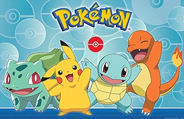 Fun Multicolor Pokemon Party Game Board - 37.5"x24.5" (1 Set) - Stickers &amp; Blindfold Included - Perfect for Kids &amp; Fans
