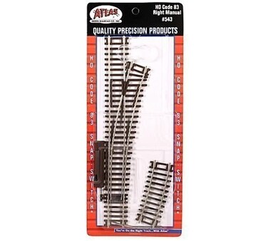Code 83 Nickel Silver Manual Snap Switch Right HO Scale Atlas Trains