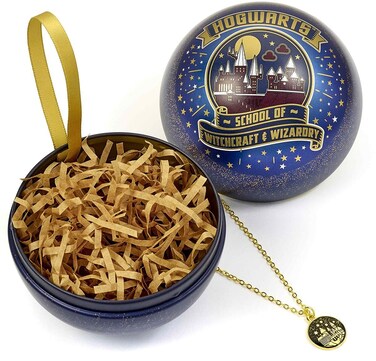 Official Harry Potter Hogwarts School of Witchcraft and Wizardry Holiday Ornament Christmas Bauble with Necklace Inside
