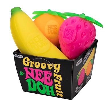 Schylling NeeDoh Groovy Fruit - Sensory Fidget Toy - Multiple Shapes - Ages 3 to Adult (Pack of 1)