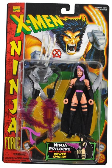 Marvel Comics Year 1996 X-Men Ninja Force Series 5-1/2 Inch Tall Action Figure - Ninja PSYLOCKE with Removable Cape and Extending Power Sword