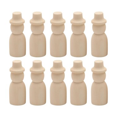 PRETYZOOM 10 Pack Unfinished Wood Peg Dolls with Hats Wooden Figure Decorative Peg Doll for Arts and Crafts Dollhouse Figures