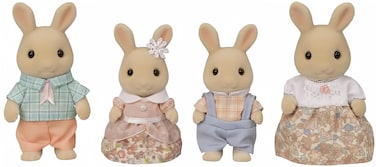 Calico Critters Milk Rabbit Family - Set of 4 Collectible Doll Figures for Children Ages 3+