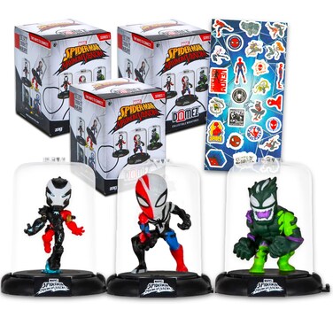 Spiderman Blind Bag Party Favors - 3 Pk Bundle with Spiderman Venom Mystery Mini Figures, Stickers   Spiderman Mini Figurines Goodie Bag Fillers for Kids