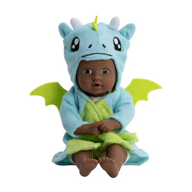 ADORA Bath Time Babies Collection, 13" African-American Baby Doll and Clothes Set, Made with Fresh Powder Scent and Exclusive QuickDri Vinyl Body, Birthday Gift for Ages 1+ - Dragon