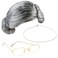 Cooraby 3 Pieces 100 Days of School Grey Old Lady Wig Grandma Wig Granny Glasses Artificial Pearl Necklace Halloween Fancy