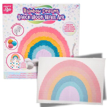 Innovative Designs Create N' Style DIY Rainbow Latch Hook Kit, Girls Arts &amp; Crafts Set, Fun Craft Activity Kit for Kids Age 6+