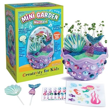 Creativity for Kids Mini Garden: Mermaid Terrarium Kit - Mermaid Gifts for Girls, Crafts for Kids and Mermaid Toys Ages 6-8+, Stocking Stuffers for Kids