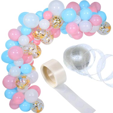 Tatuo 112 Pieces Baby Blue Pink Balloon Arch Kit Gender Reveal Balloon Garland for Baby Shower Wedding Birthday Party Decorations