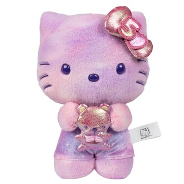 Hello Kitty and Friends, 50th Anniversary 8-inch Hello Kitty Plush with 50th Anniversary Teddy Bear - 5 Decades of Friendship - Officially Licensed Sanrio Product from Jazwares