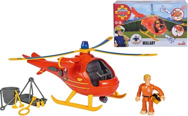 Simba 109251077 Feuerwehrmann Sam Hubschrauber Wallaby mit Figur Fireman Helicopter