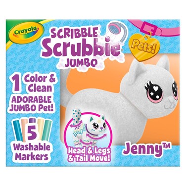 Crayola Scribble Scrubbie Jumbo, Large Posable Animal Toy, 6 Inches, Toy Cat for Girls &amp; Boys, Animal Grooming Toy, Gift