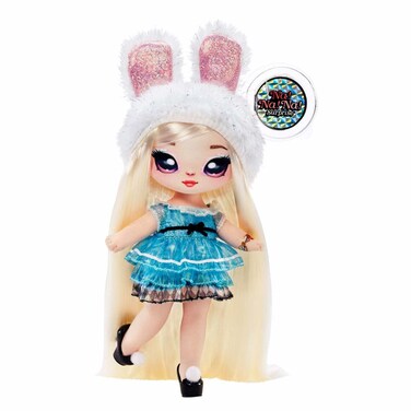 Na! Na! Na! Surprise Glam Series Alice Hops Fashion Doll and Metallic Rabbit Purse, Blonde Hair, Shiny Blue Dress, Bunny Ears Hat &amp; Accessories, 2-in-1 Kids Gift, Toy for Girls Ages 5 6 7 8+ Years