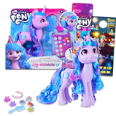 My Little Pony Izzy Moonbow Toy for Girls - Bundle with 6" MLP Izzy Moonbow Doll with Comb and Accessories Plus Stickers, More   My Little Pony Izzy Toy for Kids