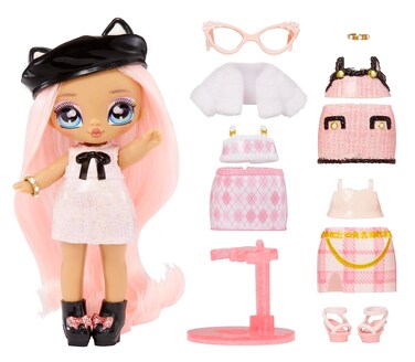 Na! Na! Na! Surprise Mini Ultimate Surprise Kitty Katwood 4" Mini Fashion Doll Kitty Inspired w/ 10 Mystery Fashions, Balloon Popping Confetti Surprises, Poseable,Toy Girls Boys Ages 4 5 6 7 8+