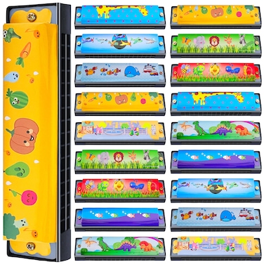 18 PCS Cartoon Harmonica Musical Instrument Birthday Party Favor for Beginners Goodie Bags and as a Present