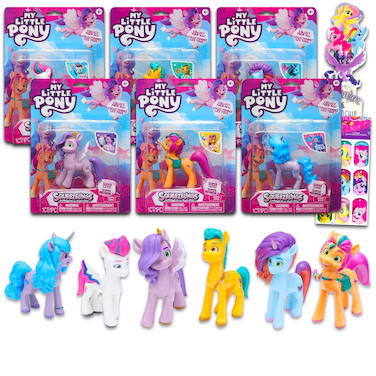 My Little Pony Mini Figures 6 Pack - My Little Pony Toy Bundle with 4" My Little Pony Cupcake Topper Figurines Plus Stickers, Bookmark   My Little Pony Party Supplies