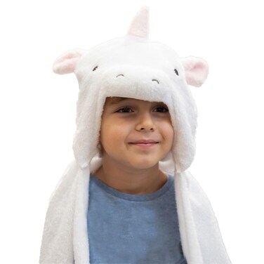 ADORA Snuggle &amp; Glow Dinosaur Plushie Hoodie, Glow-in-The-Dark Cuddle Hoodie Convertible to a Pillow with Ultra-Soft Finish and Sunlight Activated Feature Birthday Gift for Ages 3+ - White Unicorn