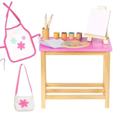 ADORA Amazon Exclusive Amazing Worlds Collection, 16-Piece Doll Accessories Artist Studio Wooden Play Set Birthday Gift for Ages 6+