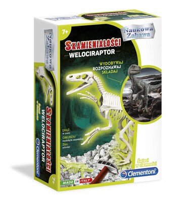 Clementoni 50639 Scientific Fun Fossils Velociraptor Fluorescent Educational Kit for Children from 7 Years Old Polish Version