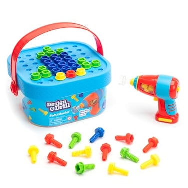 Educational Insights Design &amp; Drill Bolt-It Bucket with Electric Drill Toy, 56 Pieces, STEM Toy, Gifts for Boys &amp; Girls, Ages 3+