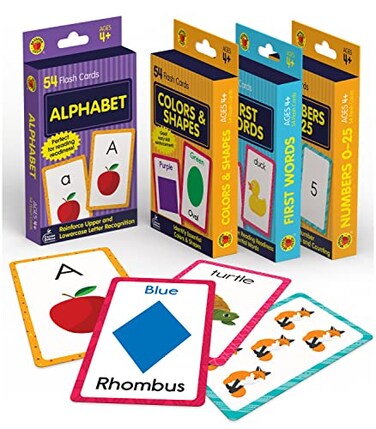 Carson Dellosa Toddler Flash Cards 4 Pack, Alphabet Flash Cards, Sight Word Flash Cards, Colors &amp; Shapes Flash Cards, Number Flash Cards, Math &amp; Phonics Kindergarten - Preschool Learning Activities 4+