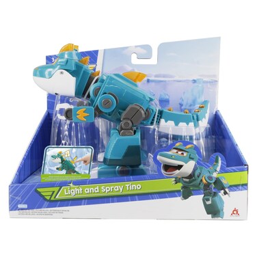 Super Wings EU760437 Light and Spray Tino Figurine 23 cm Light and Sound Effect with Spray Function for Children from 3 Years