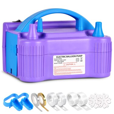 Balloon Pump Electric Dual Nozzle Air Inflator Blower Machine with 10 Pack Balloon Arch Making Kit for Party Event Decoration