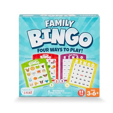 Chuckle &amp; Roar - Family Bingo - Game Night Staple - Counting and Matching Skills for Kids - Classic Game Perfect for preschoolers