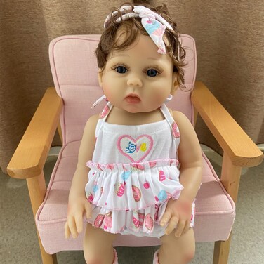 Zero Pam Life Like Anatomically Correct Girl Reborn Baby Dolls Silicone Full Body 18 inch 45cm Real Newborn Bebe Doll Curly Hair Can Bath with