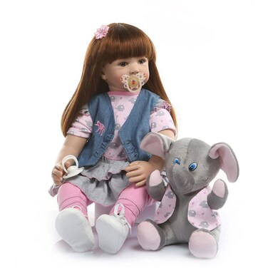 Zero Pam Reborn Baby Dolls Toddler Realistic Girl 24 Inch 60 cm Real Looking Baby Silicone Limbs and Head Soft Cloth Weighted Body Bebe Feel with Beautiful Princess Dress