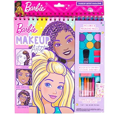 Horizon Group USA Barbie Makeup Artist Magazine, Create Your Own Hair &amp; Makeup Looks Using 130+ Stencils, 180+ Stickers, Crayons, Pretend Makeup &amp; More